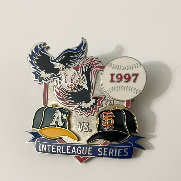 Vtg 1997 Oakland A vs San Francisco Giants Interleague Series MLB Baseball Pin - Picture 7 of 8